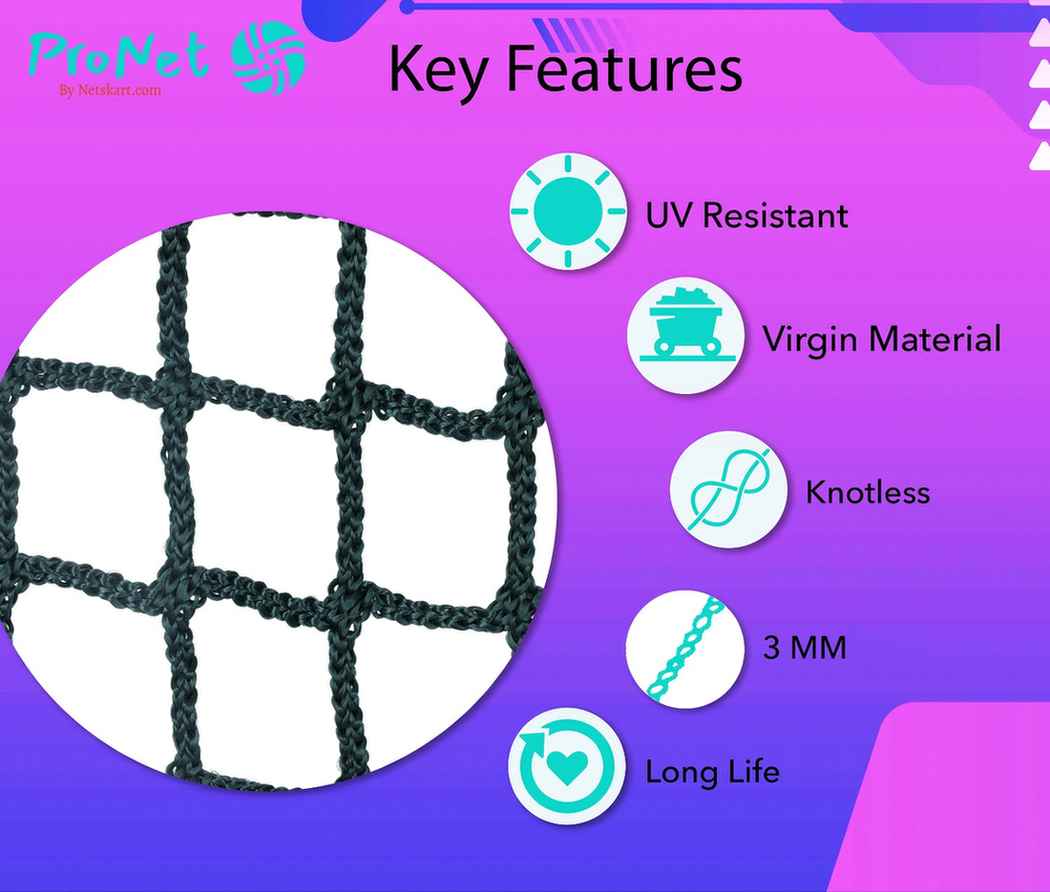 Garware HDPE Virgin Cricket Net Knotless 3.0 MM Thickness / 50 MM Mesh Size With Rope Border - Image 2