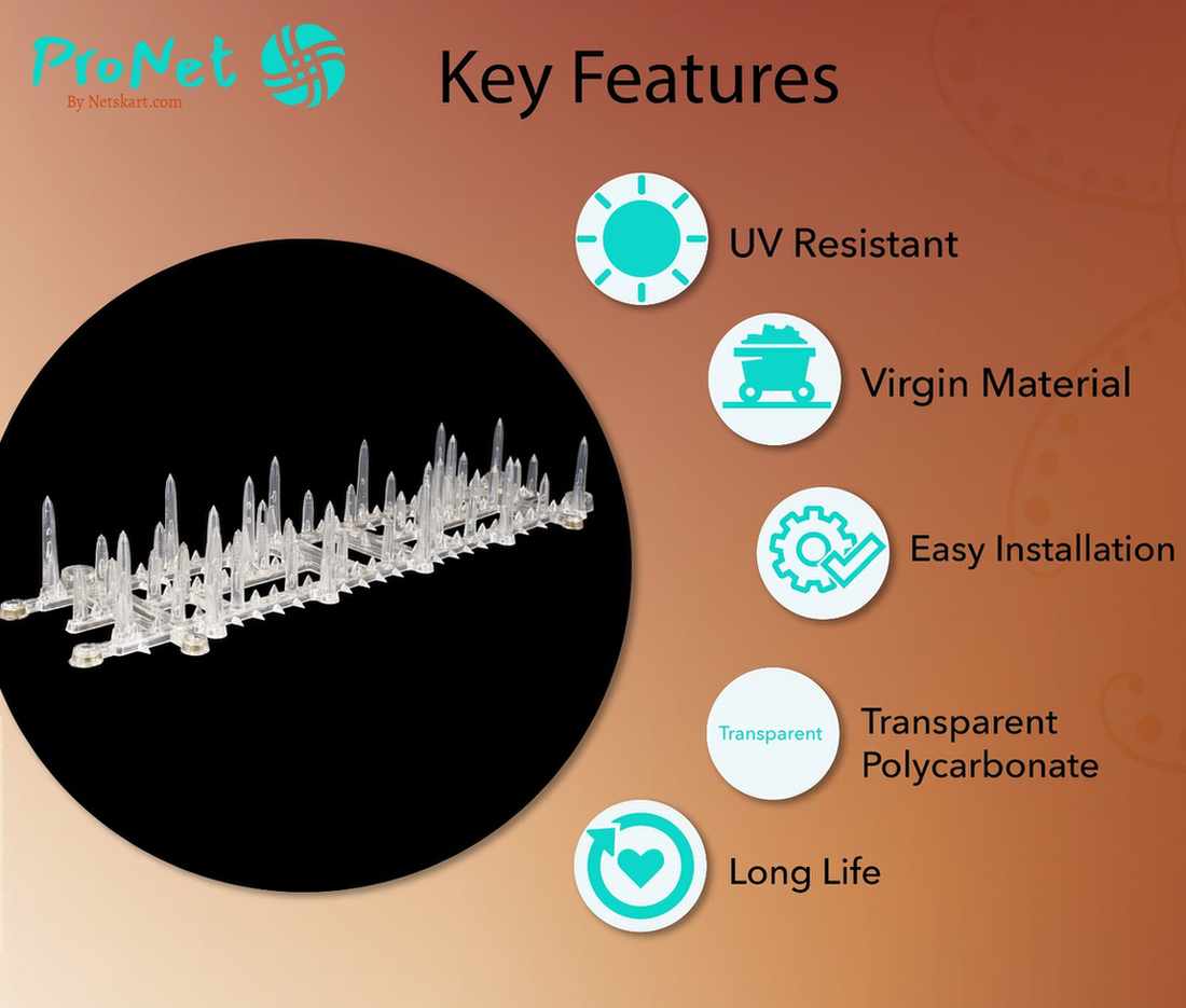 ProNet® Polycarbonate Monkey Spikes for Balconies, Monkey Control Spikes - Image 2
